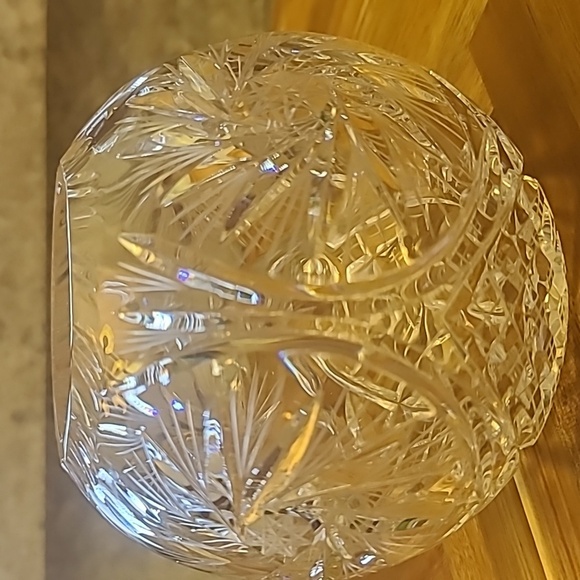 Crystal Rose Bowl "Pinwheel" Design Crystal Clear Industries, Poland, 24% Lead - Picture 6 of 9